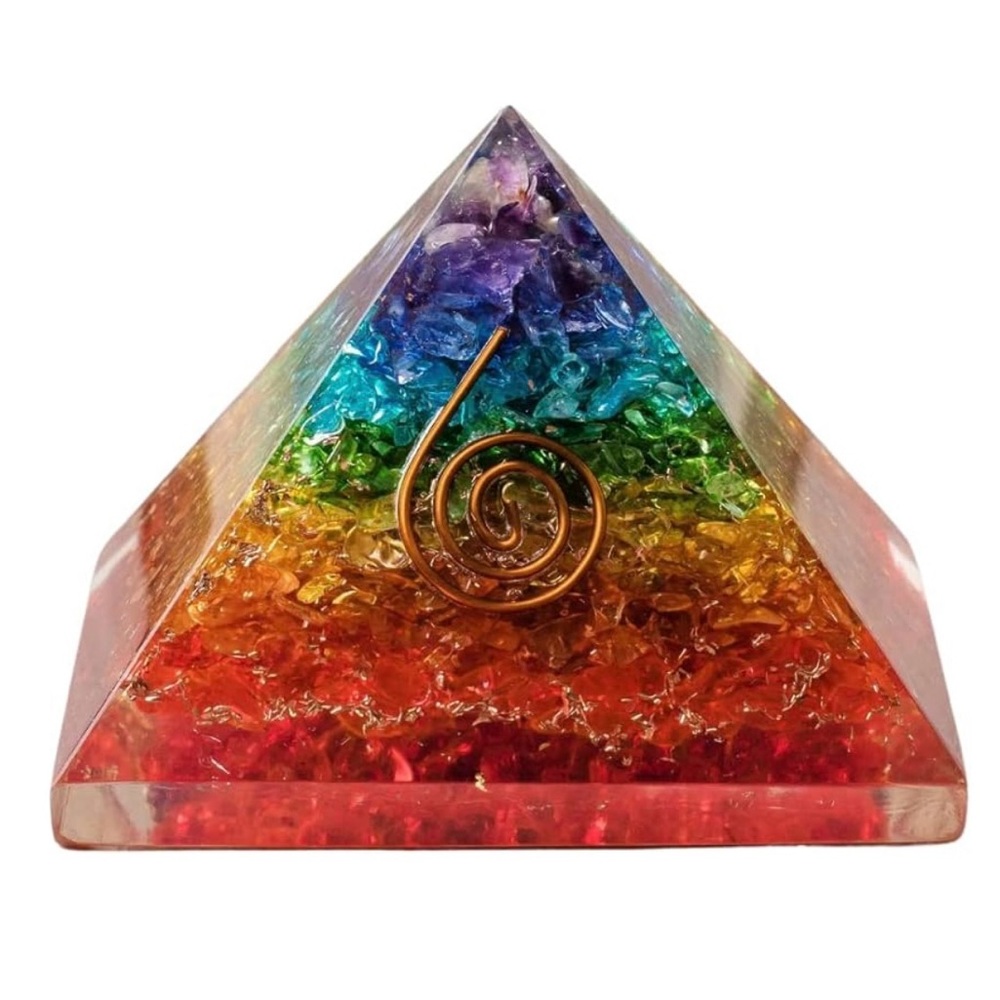 Orgonite Crystal Handmade Seven Chakra Gemstone Pyramid